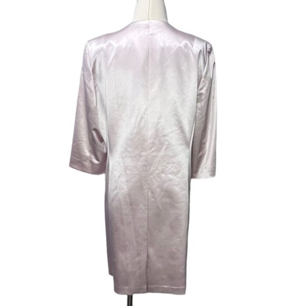 Albert Nipon Blush Sateen Long Collarless Dress S… - image 4